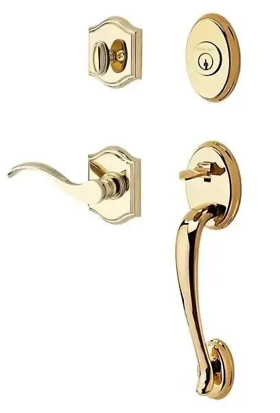 Baldwin ReserveBaldwin Columbus Handleset with Interior Curve Lever with Traditional Arch Rosette in 