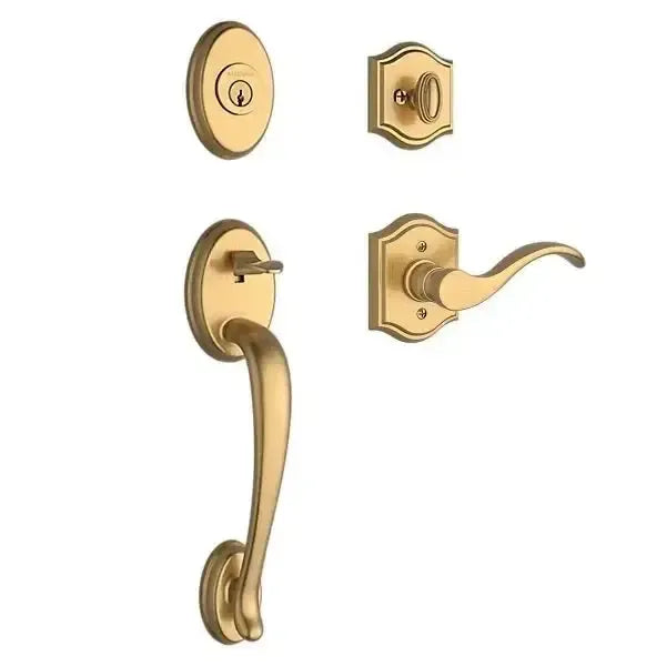 Baldwin ReserveBaldwin Columbus Handleset with Interior Curve Lever with Traditional Arch Rosette in 