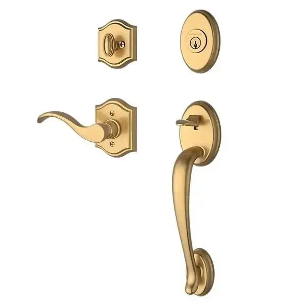 Baldwin ReserveBaldwin Columbus Handleset with Interior Curve Lever with Traditional Arch Rosette in 