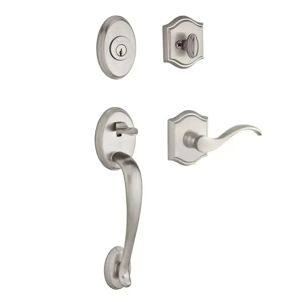 Baldwin ReserveBaldwin Columbus Handleset with Interior Curve Lever with Traditional Arch Rosette in 