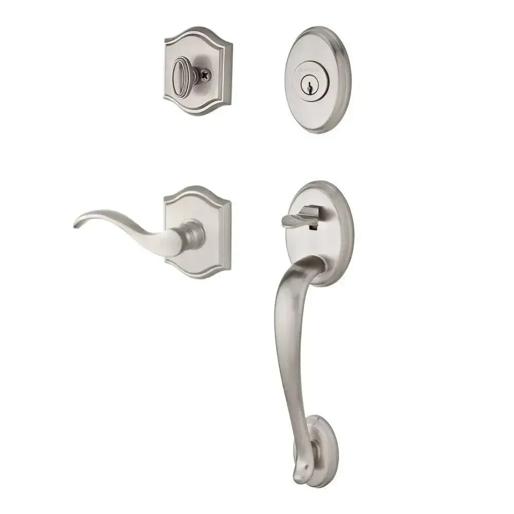 Baldwin ReserveBaldwin Columbus Handleset with Interior Curve Lever with Traditional Arch Rosette in 