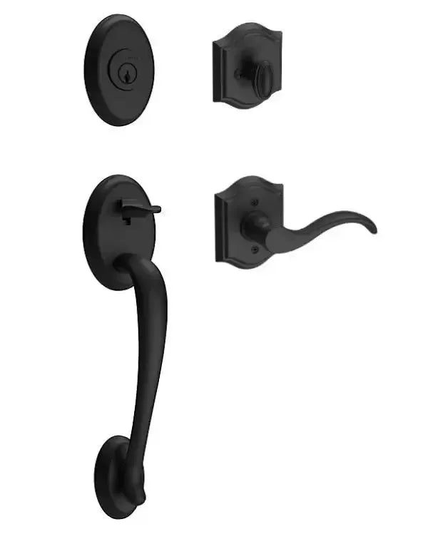 Baldwin ReserveBaldwin Columbus Handleset with Interior Curve Lever with Traditional Arch Rosette in 