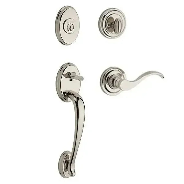 Baldwin ReserveBaldwin Columbus Handleset with Interior Curve Lever with Traditional Round Rosette in 