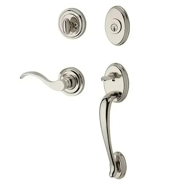 Baldwin ReserveBaldwin Columbus Handleset with Interior Curve Lever with Traditional Round Rosette in 