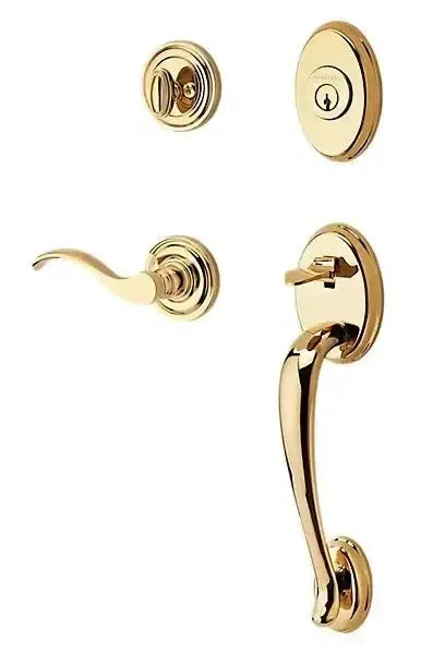 Baldwin ReserveBaldwin Columbus Handleset with Interior Curve Lever with Traditional Round Rosette in 