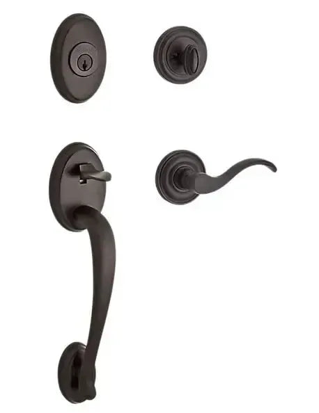 Baldwin ReserveBaldwin Columbus Handleset with Interior Curve Lever with Traditional Round Rosette in 
