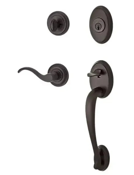 Baldwin ReserveBaldwin Columbus Handleset with Interior Curve Lever with Traditional Round Rosette in 