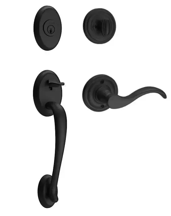 Baldwin ReserveBaldwin Columbus Handleset with Interior Curve Lever with Traditional Round Rosette in 