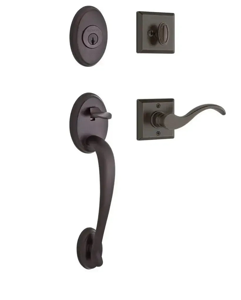 Baldwin ReserveBaldwin Columbus Handleset with Interior Curve Lever with Traditional Square Rosette in 