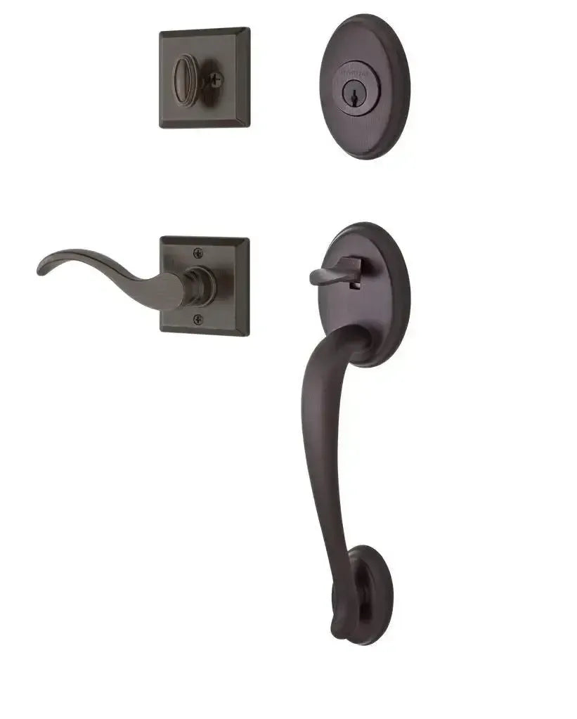 Baldwin ReserveBaldwin Columbus Handleset with Interior Curve Lever with Traditional Square Rosette in 