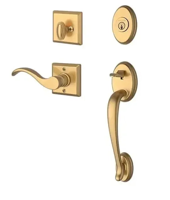Baldwin ReserveBaldwin Columbus Handleset with Interior Curve Lever with Traditional Square Rosette in 