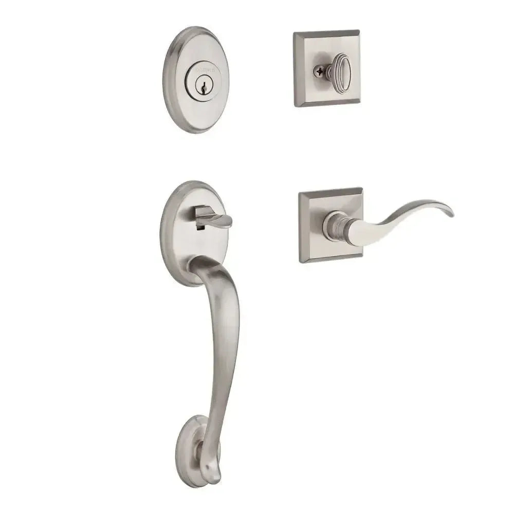 Baldwin ReserveBaldwin Columbus Handleset with Interior Curve Lever with Traditional Square Rosette in 
