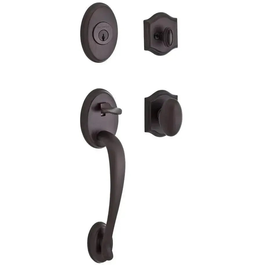 Baldwin ReserveBaldwin Columbus Handleset with Interior Ellipse Knob with Traditional Arch Rosette in 