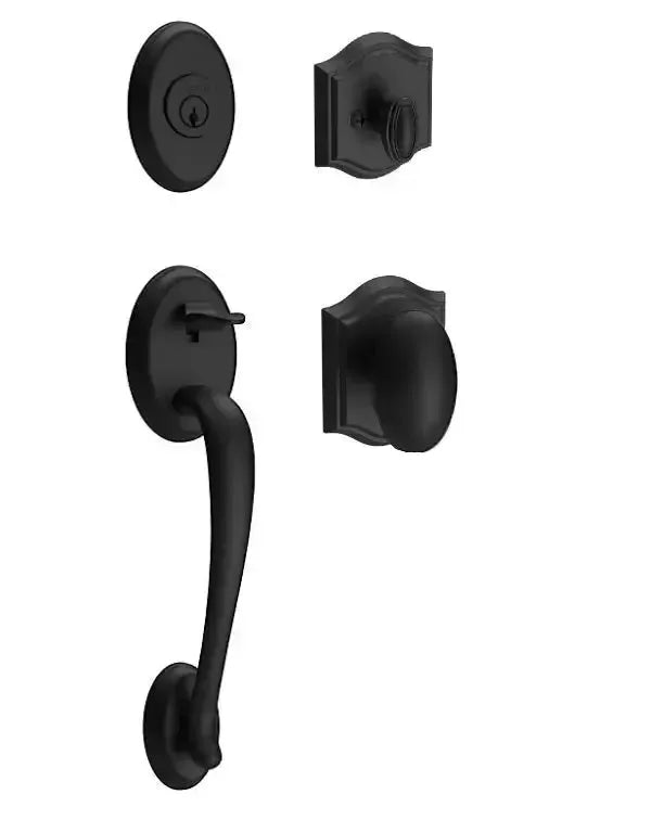 Baldwin ReserveBaldwin Columbus Handleset with Interior Ellipse Knob with Traditional Arch Rosette in 