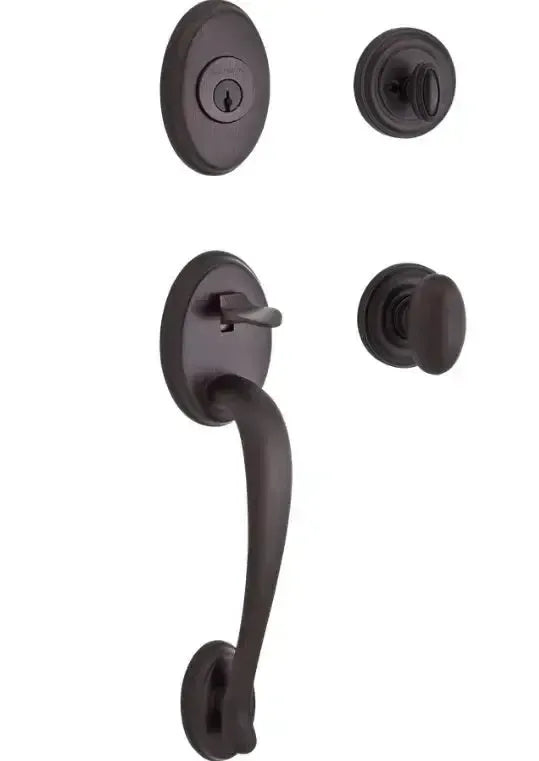 Baldwin ReserveBaldwin Columbus Handleset with Interior Ellipse Knob with Traditional Round Rosette in 