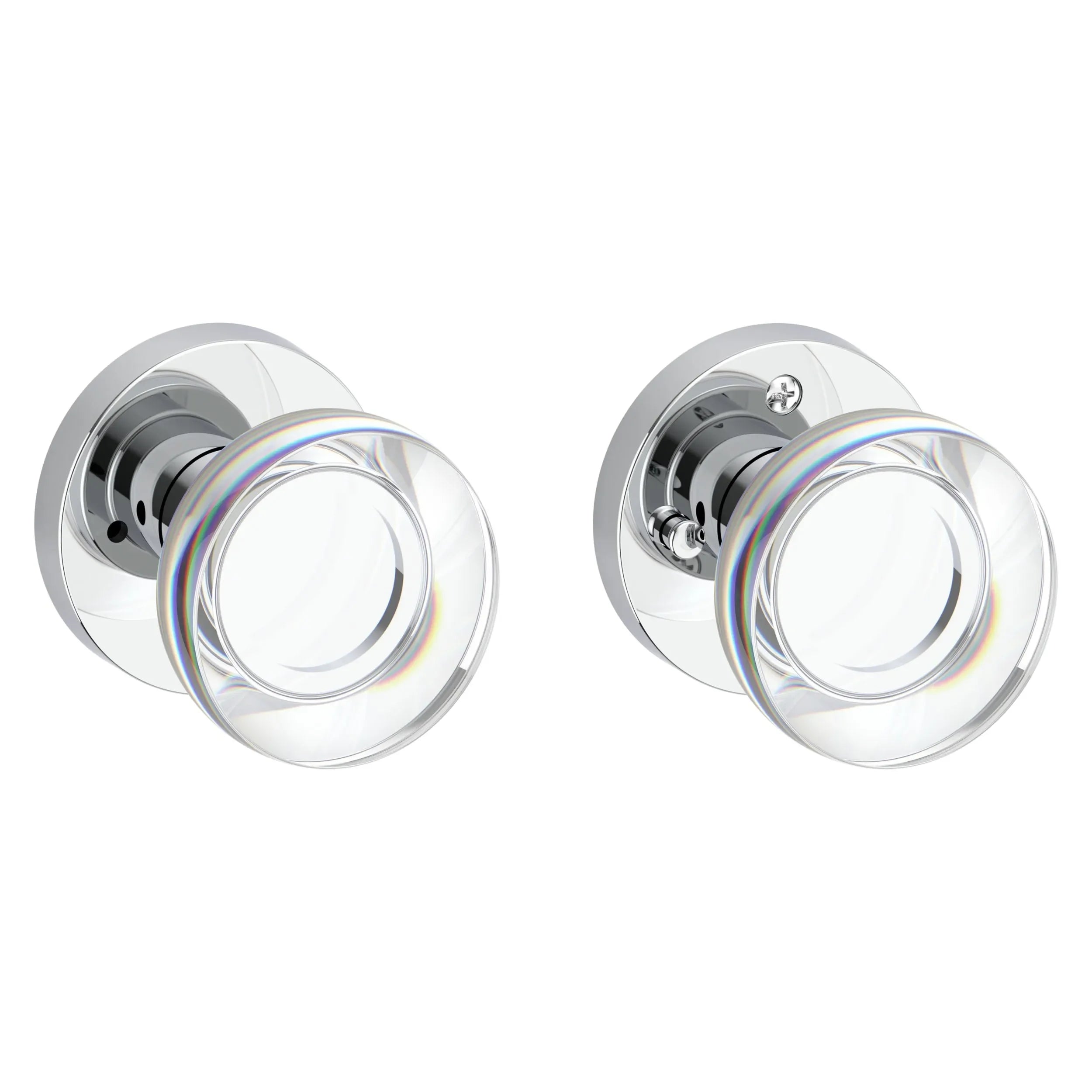 Baldwin Contemporary Crystal Knob with Contemporary Round Rosette Polished Chrome
