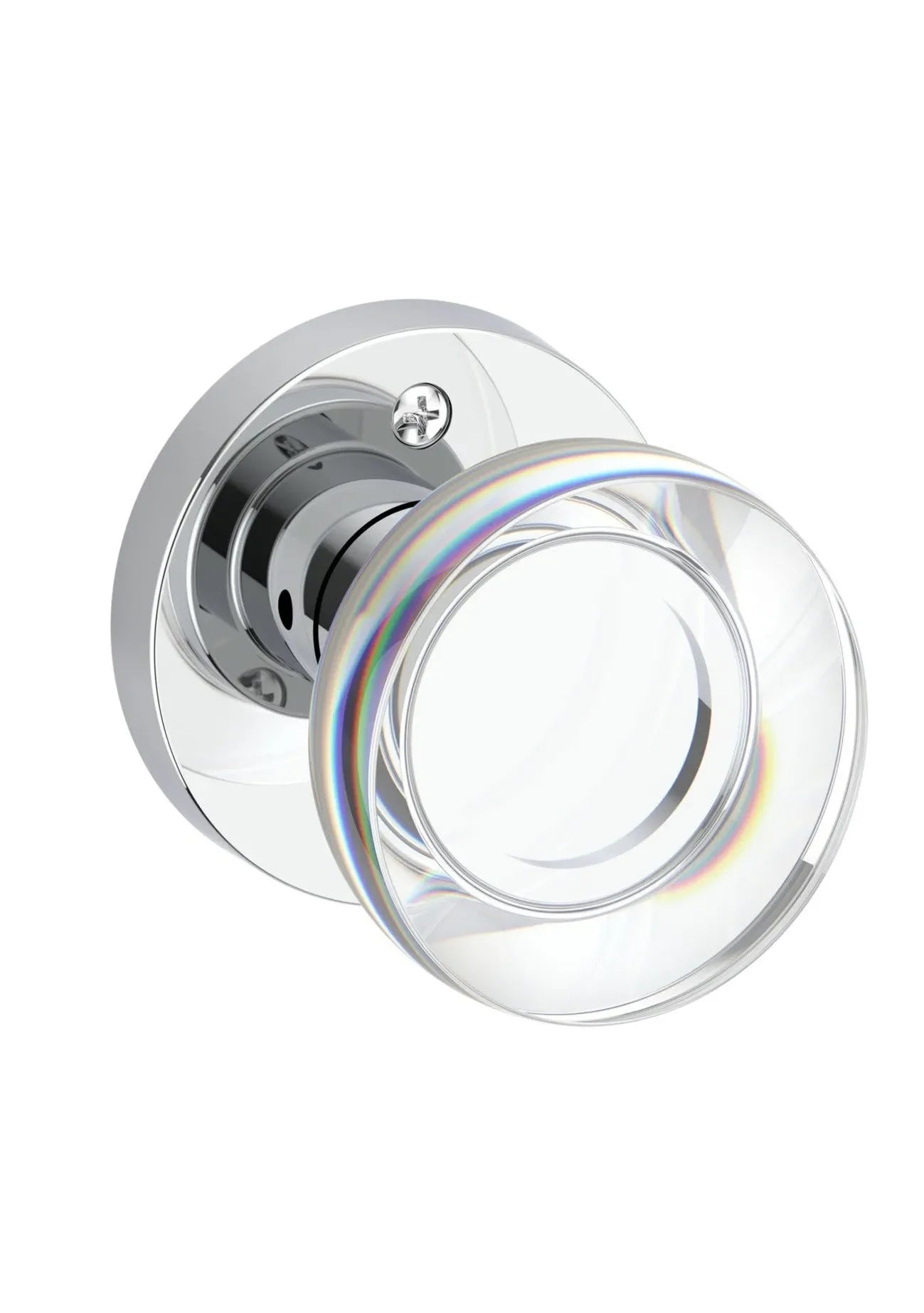 Baldwin Contemporary Crystal Knob with Contemporary Round Rosette Polished Chrome