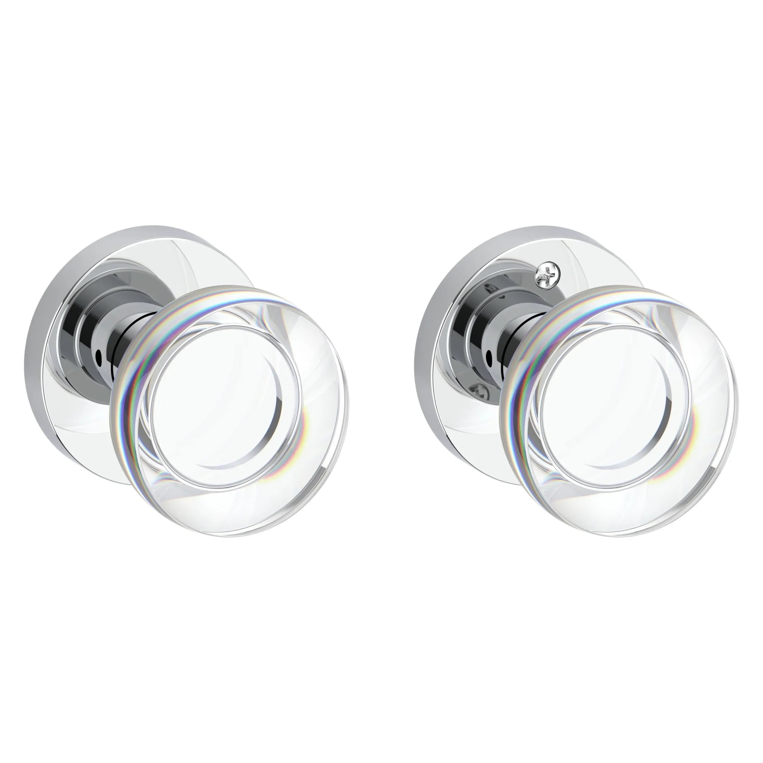 Baldwin Contemporary Crystal Knob with Contemporary Round Rosette Polished Chrome