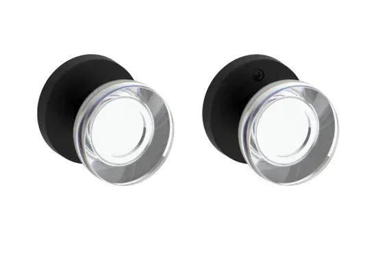 Baldwin Contemporary Crystal Knob with Contemporary Round Rosette Satin Black