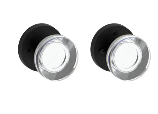 Baldwin Contemporary Crystal Knob with Contemporary Round Rosette Satin Black