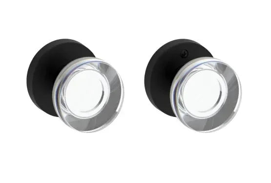 Baldwin Contemporary Crystal Knob with Contemporary Round Rosette Satin Black