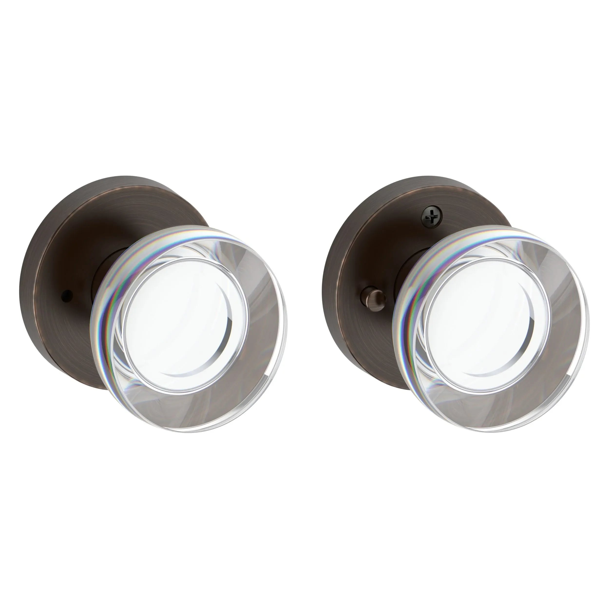 Baldwin Contemporary Crystal Knob with Contemporary Round Rosette Venetian Bronze