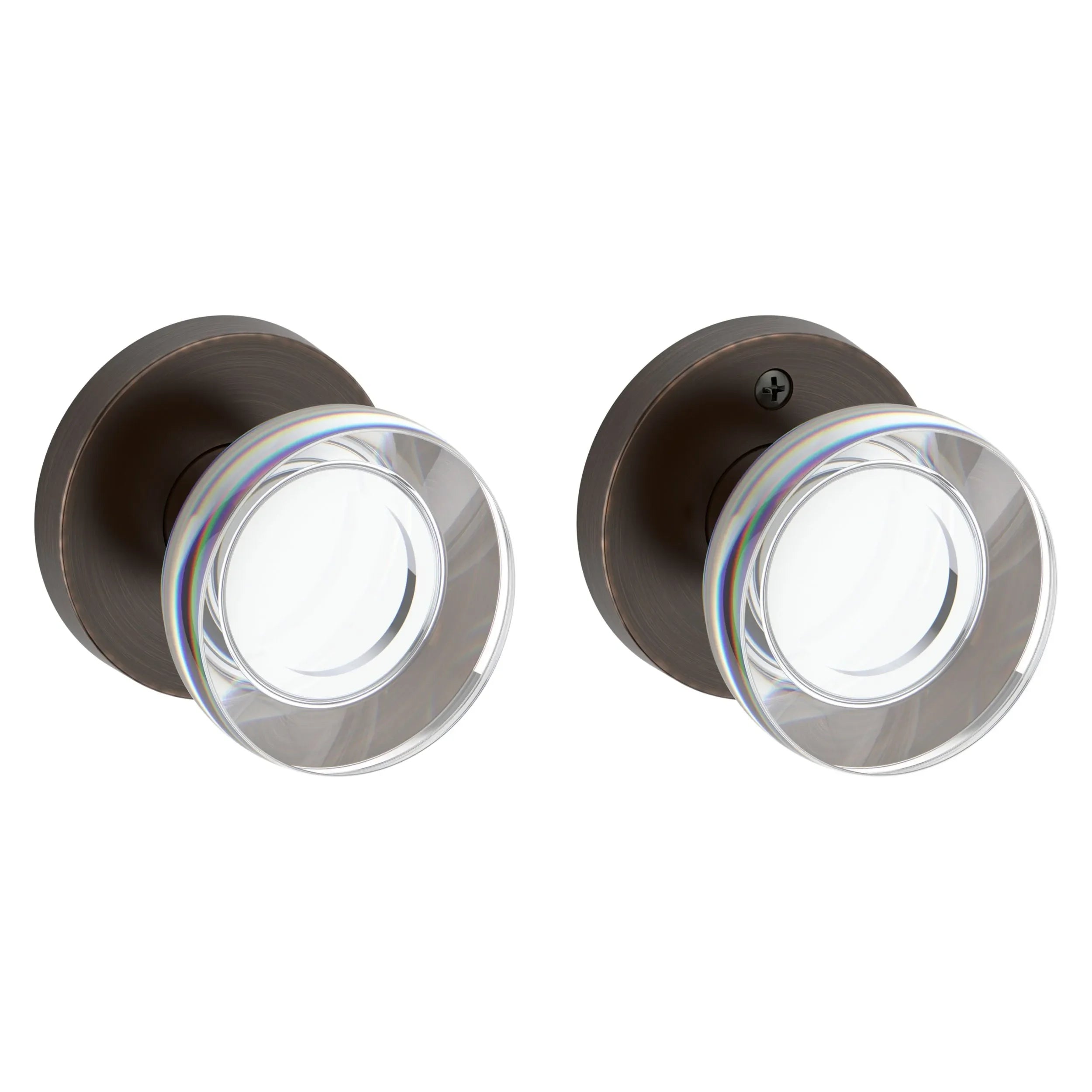 Baldwin Contemporary Crystal Knob with Contemporary Round Rosette Venetian Bronze