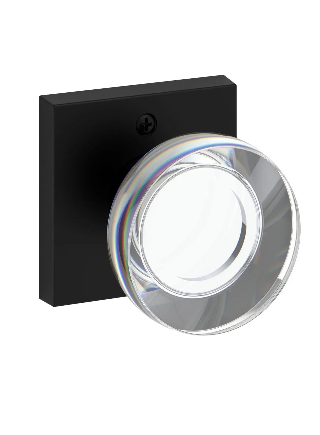 Baldwin Contemporary Crystal Knob with Contemporary Square Rosette Satin Black