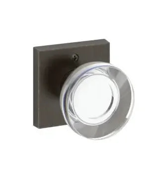Baldwin Contemporary Crystal Knob with Contemporary Square Rosette Venetian Bronze