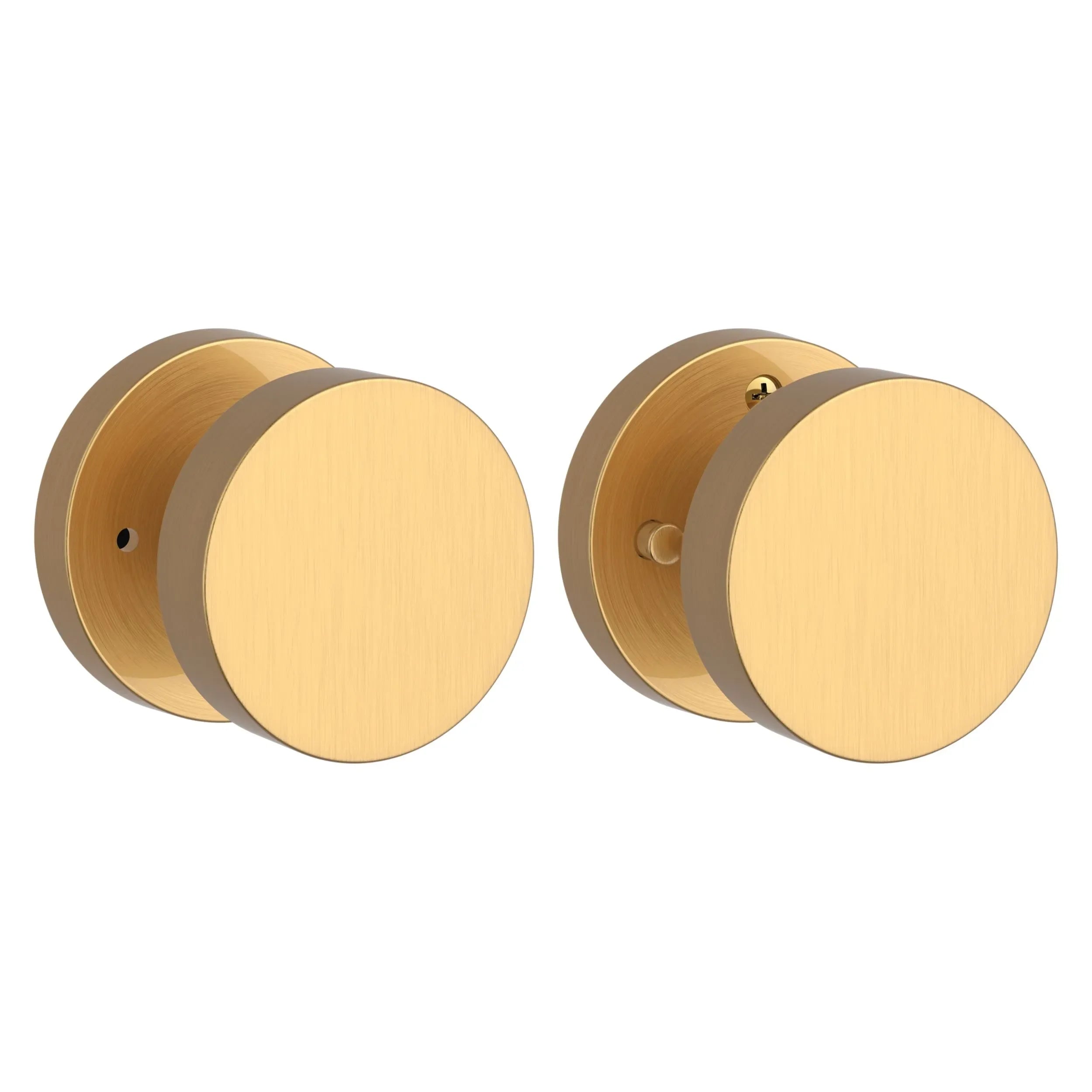 Baldwin Contemporary Knob with Contemporary Round Rosette Lifetime Satin Brass