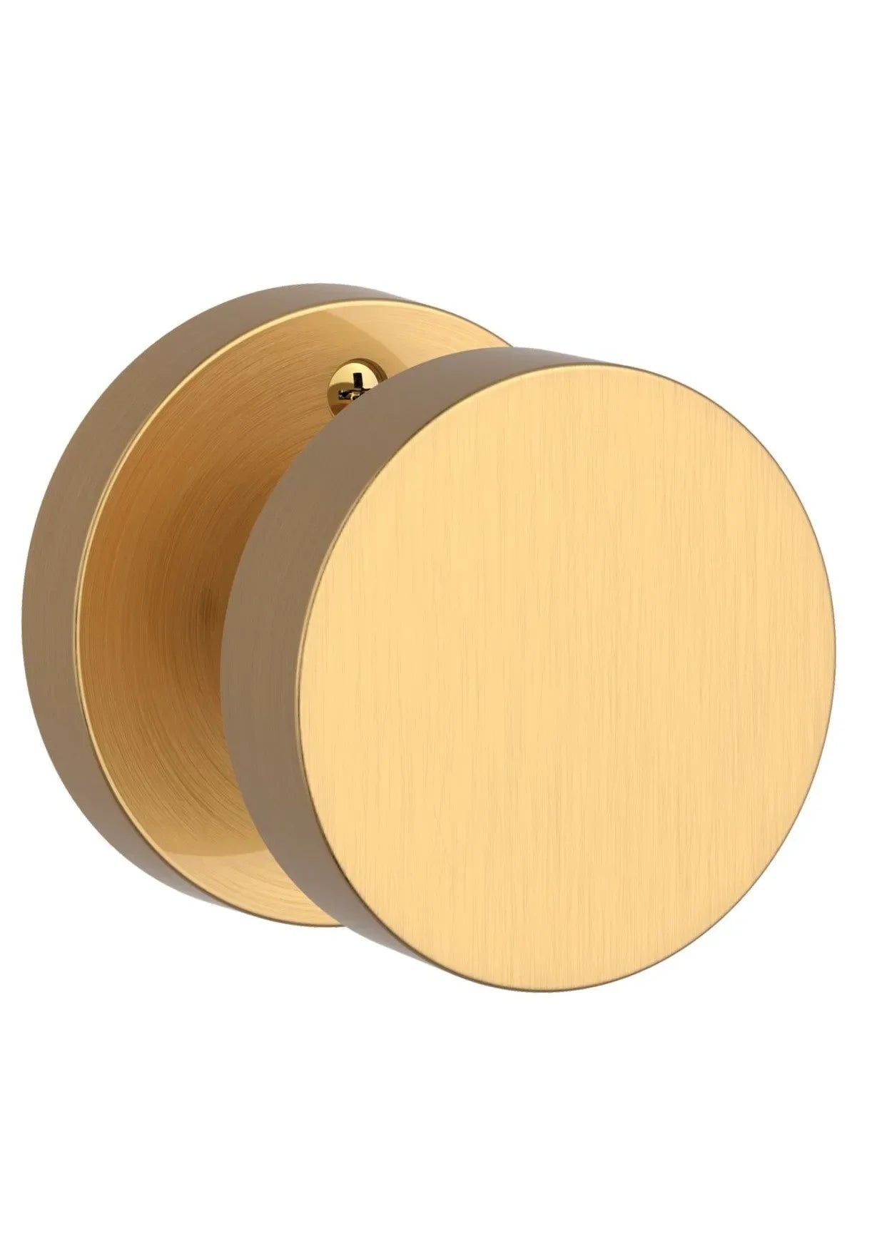 Baldwin Contemporary Knob with Contemporary Round Rosette Lifetime Satin Brass