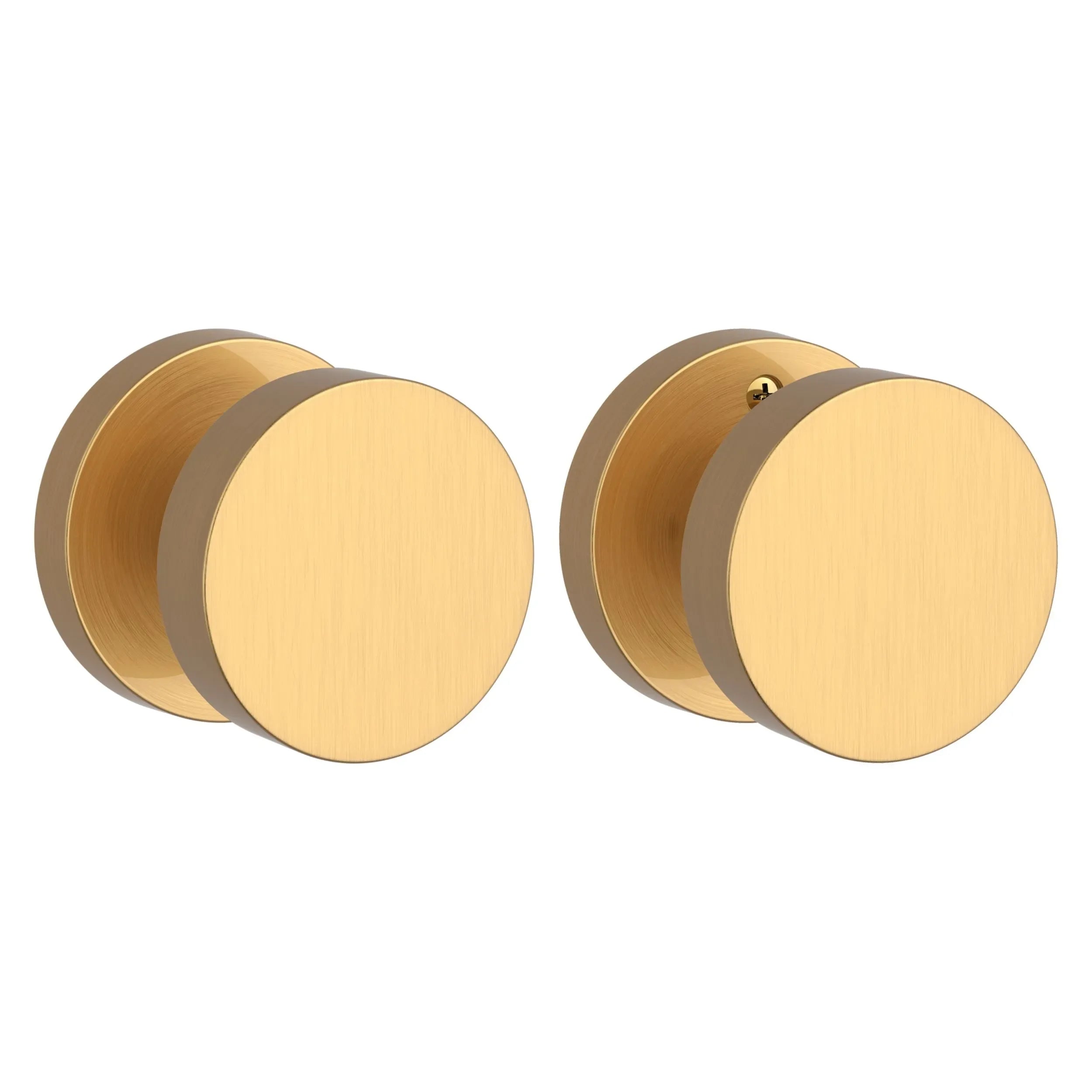 Baldwin Contemporary Knob with Contemporary Round Rosette Lifetime Satin Brass