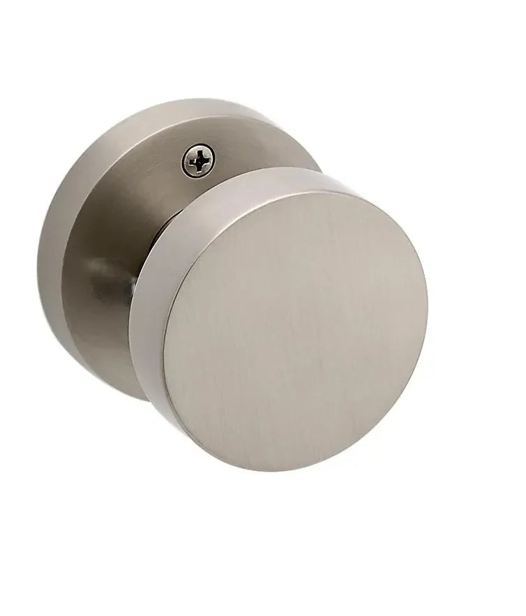 Baldwin Contemporary Knob with Contemporary Round Rosette Satin Nickel