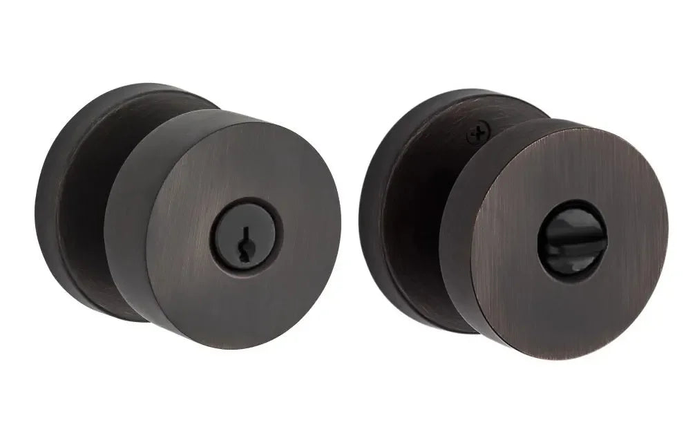 Baldwin Contemporary Knob with Contemporary Round Rosette Venetian Bronze