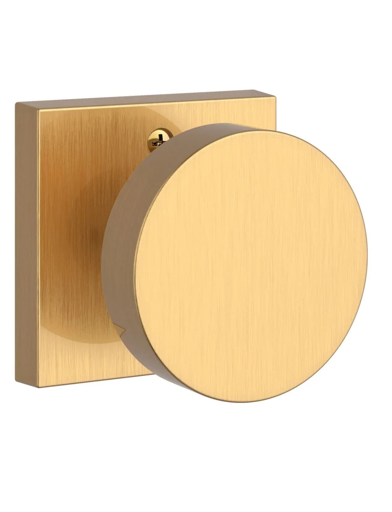 Baldwin Contemporary Knob with Contemporary Square Rosette Lifetime Satin Brass