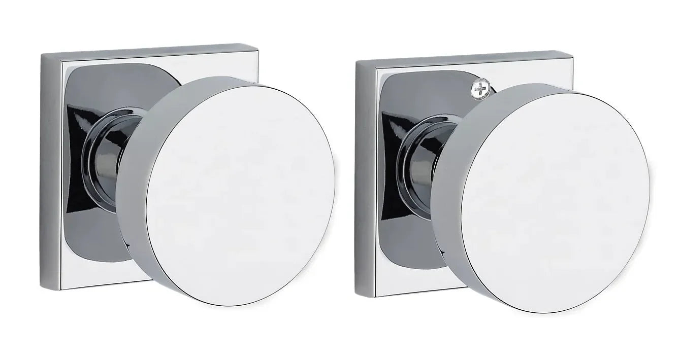 Baldwin Contemporary Knob with Contemporary Square Rosette Polished Chrome