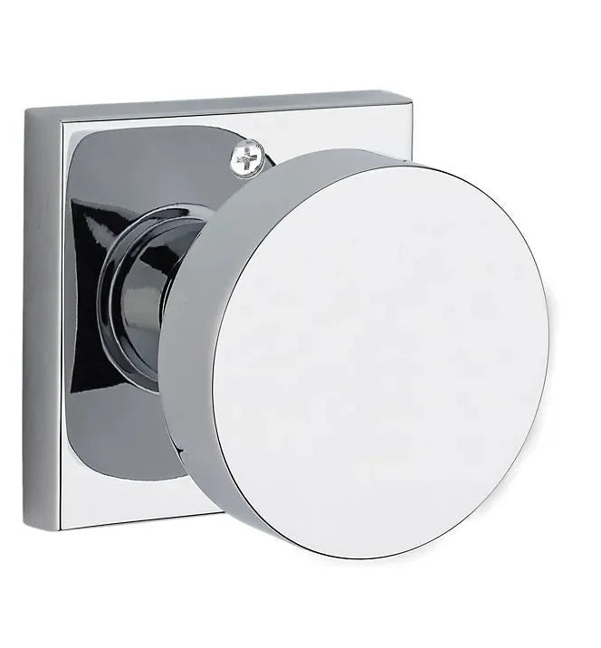 Baldwin Contemporary Knob with Contemporary Square Rosette Polished Chrome