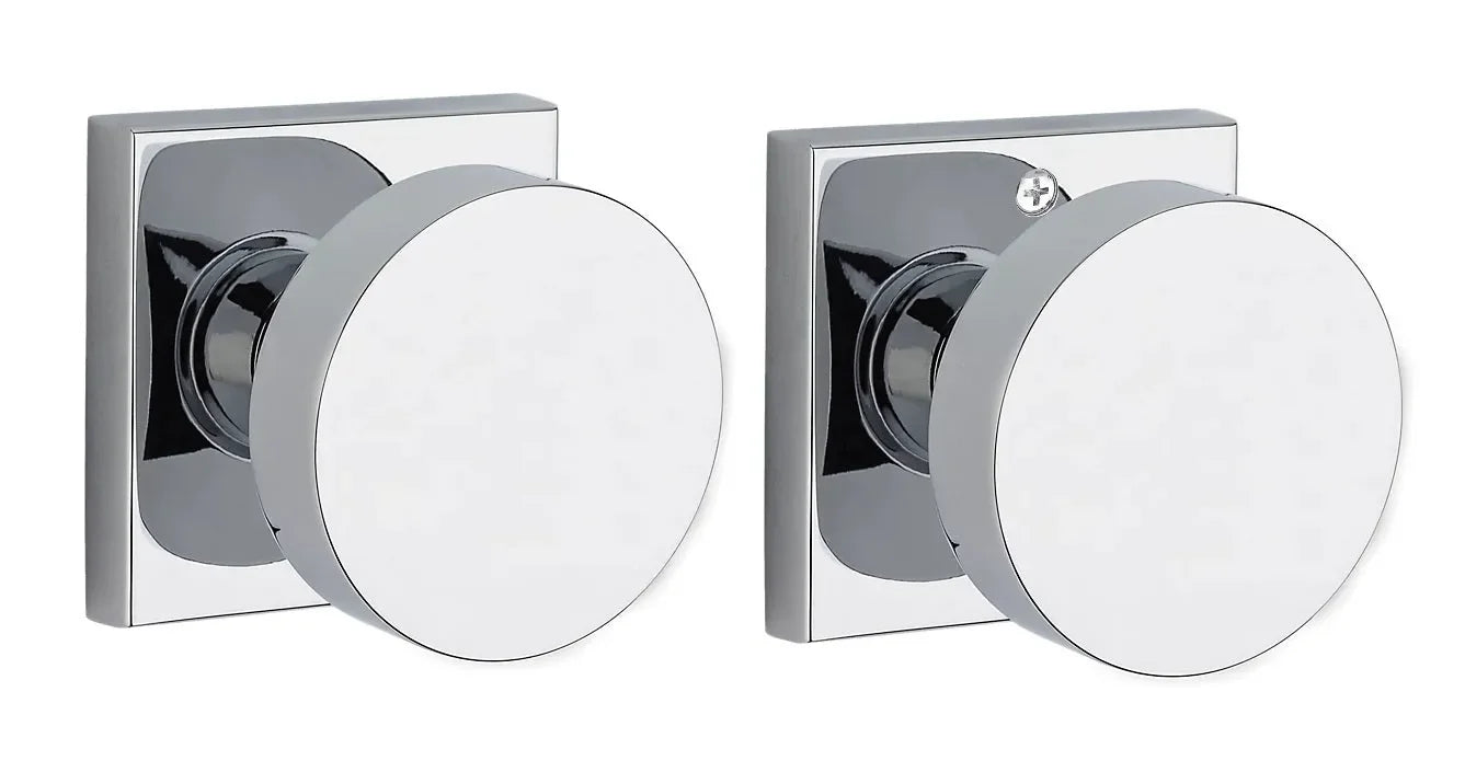 Baldwin Contemporary Knob with Contemporary Square Rosette Polished Chrome