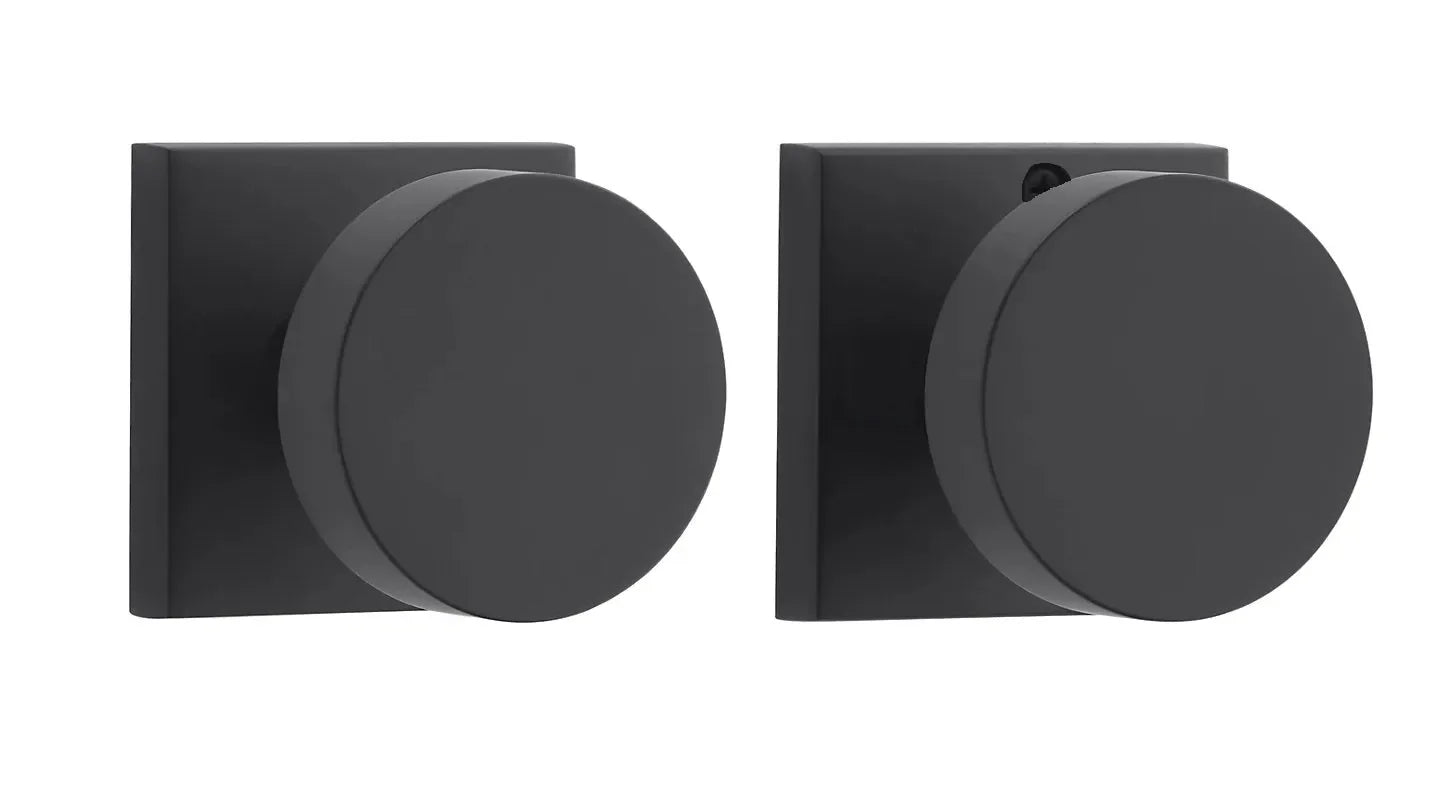 Baldwin Contemporary Knob with Contemporary Square Rosette Satin Black