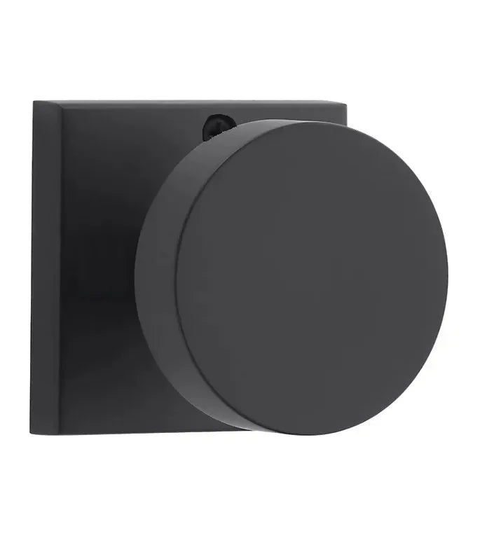 Baldwin Contemporary Knob with Contemporary Square Rosette Satin Black
