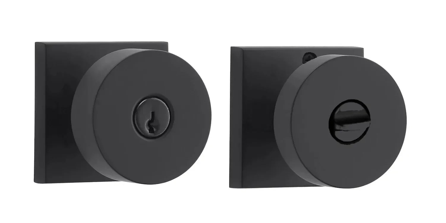 Baldwin Contemporary Knob with Contemporary Square Rosette Satin Black