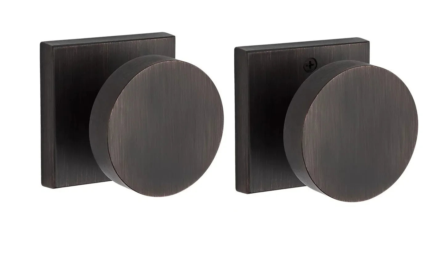 Baldwin Contemporary Knob with Contemporary Square Rosette Venetian Bronze