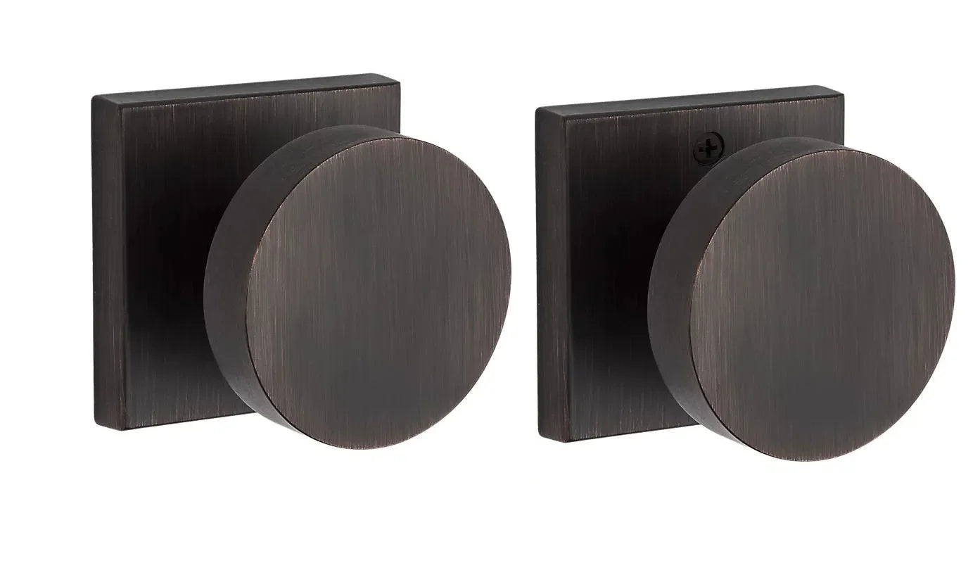 Baldwin Contemporary Knob with Contemporary Square Rosette Venetian Bronze