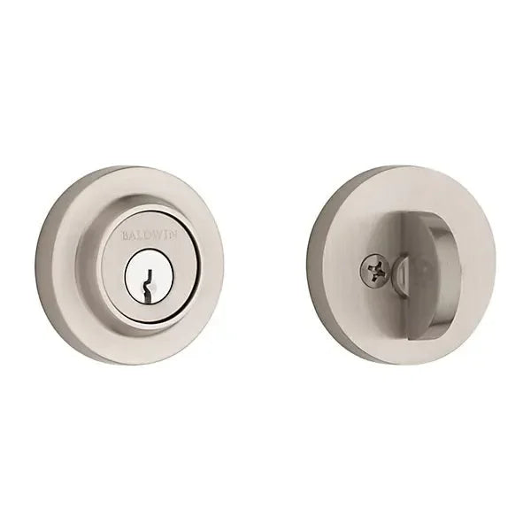 Baldwin Contemporary Round Deadbolt Satin Nickel