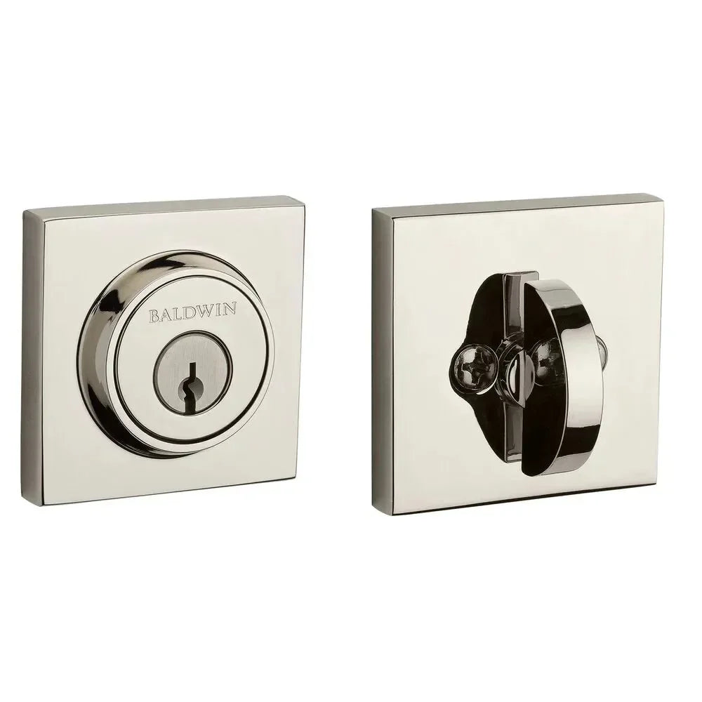 Baldwin Contemporary Square Deadbolt Lifetime Polished Nickel