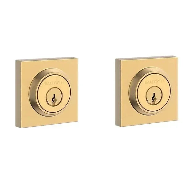Baldwin Contemporary Square Deadbolt Lifetime Satin Brass