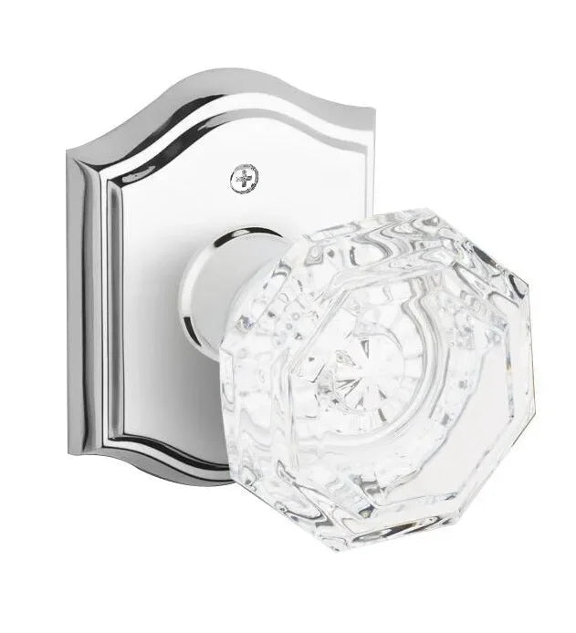 Baldwin Crystal Knob with Traditional Arch Rosette Polished Chrome