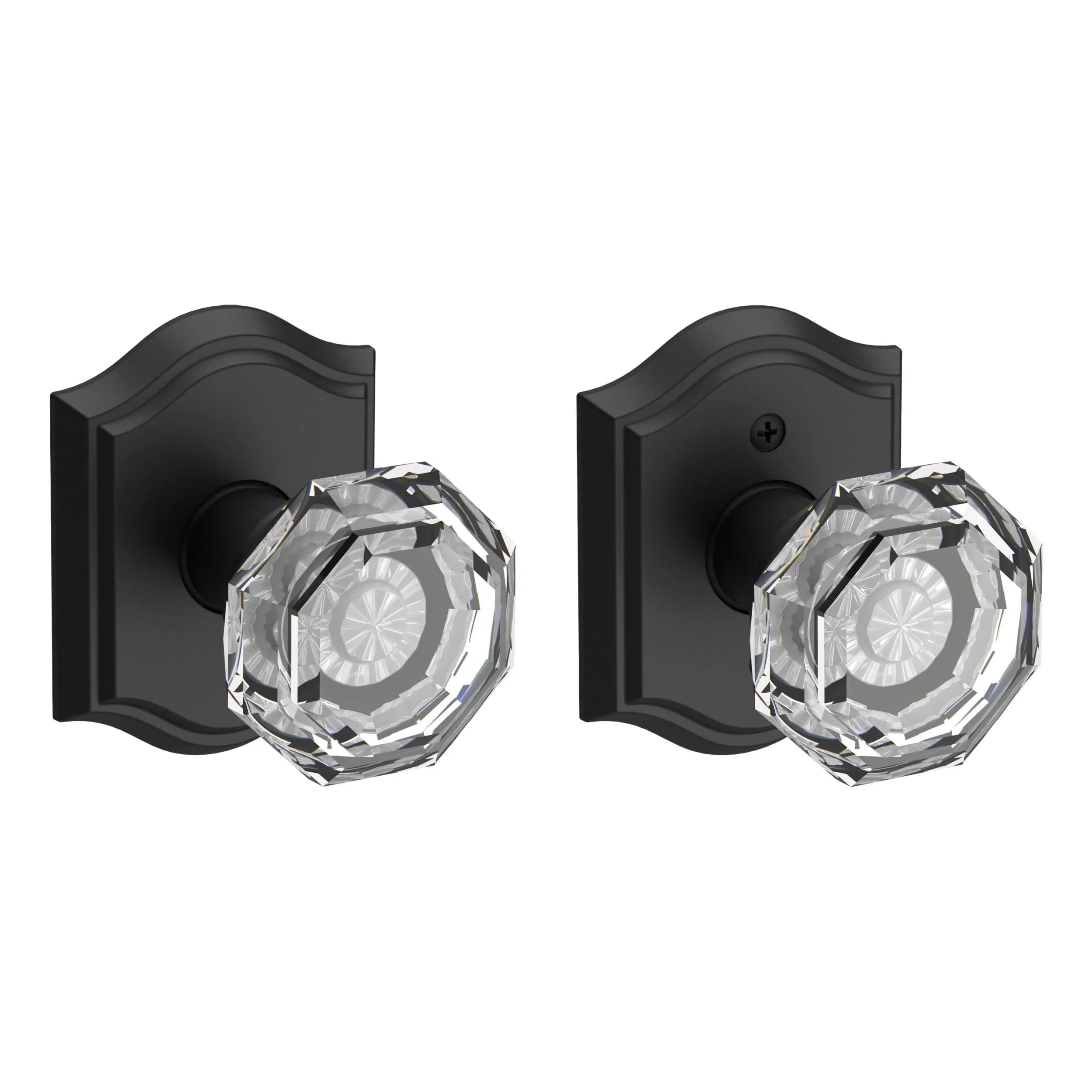 Baldwin Crystal Knob with Traditional Arch Rosette Satin Black
