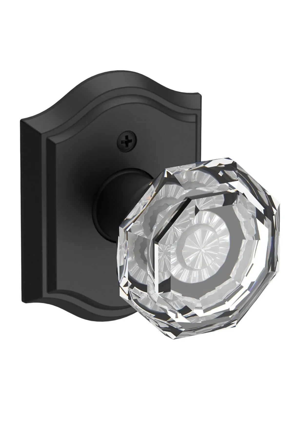 Baldwin Crystal Knob with Traditional Arch Rosette Satin Black