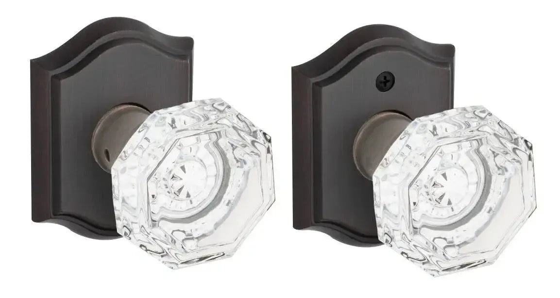 Baldwin Crystal Knob with Traditional Arch Rosette in Venetian Bronze finish